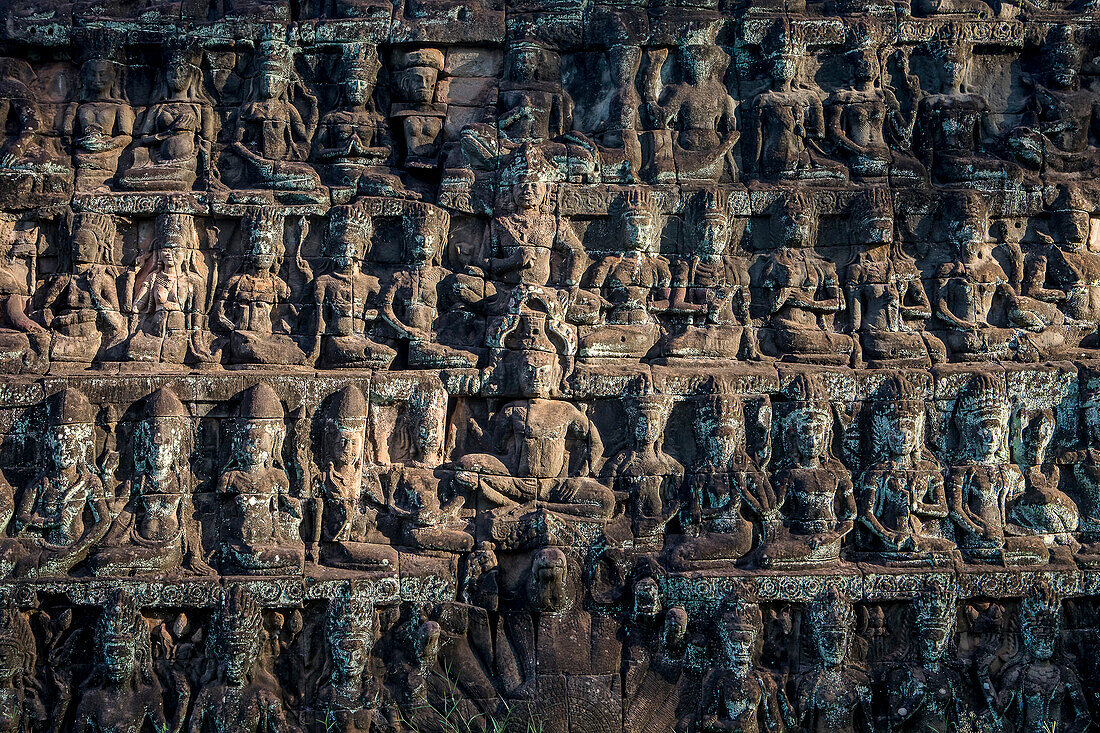 Detail, Terrasse des Leprakönigs in Angkor Thom, Siem Reap, Kambodscha