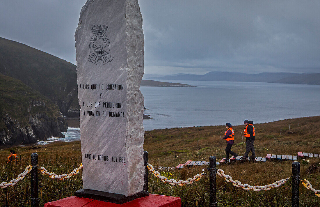 Memorial stone, Cape Horn, Tierra de Fuego, Patagonia, Chile