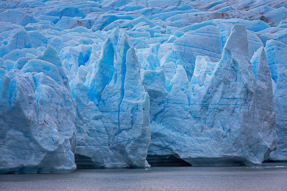 Detail, Grey Glacier, in Grey Lake, Torres del Paine national park, Patagonia, Chile