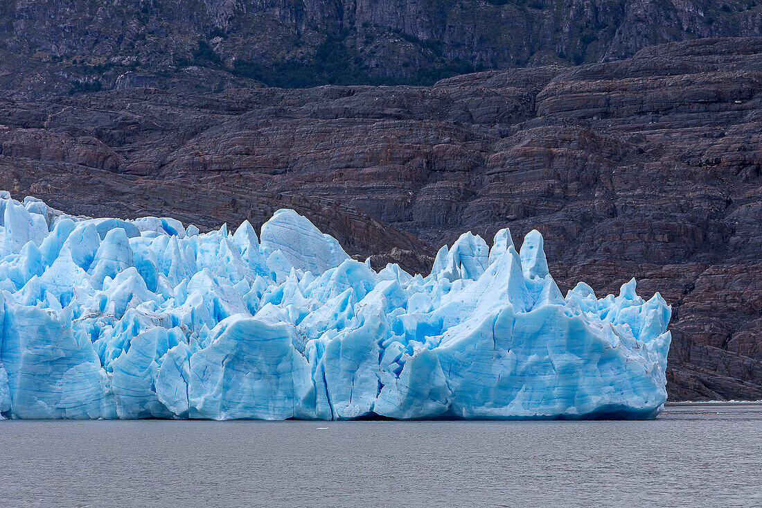 Detail, Grey Glacier, in Grey Lake, Torres del Paine national park, Patagonia, Chile