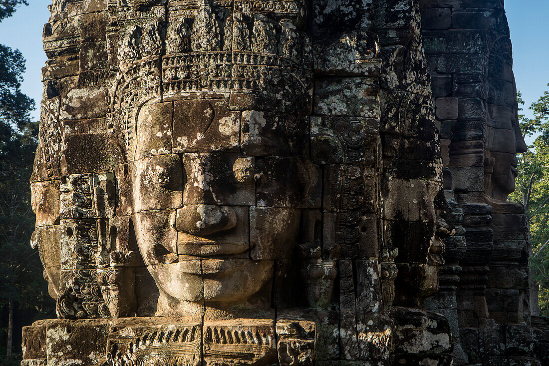 Detail, Bayon temple, Angkor Thom, Angkor, Siem Reap, Cambodia