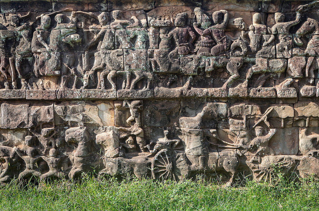 Detail, Terrace of the Elephants, Angkor Thom, Angkor Archaeological Park, Siem Reap, Cambodia