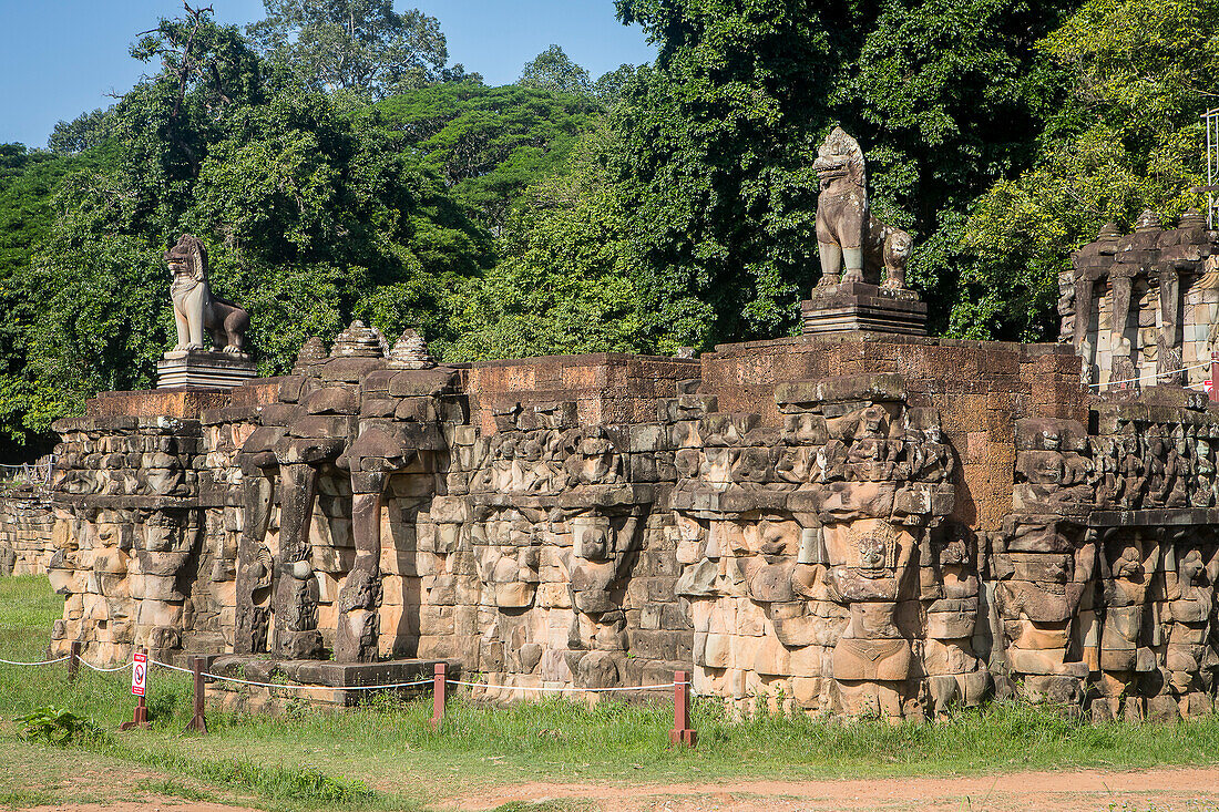 Terrasse der Elefanten, Angkor Thom, Archäologischer Park von Angkor, Siem Reap, Kambodscha