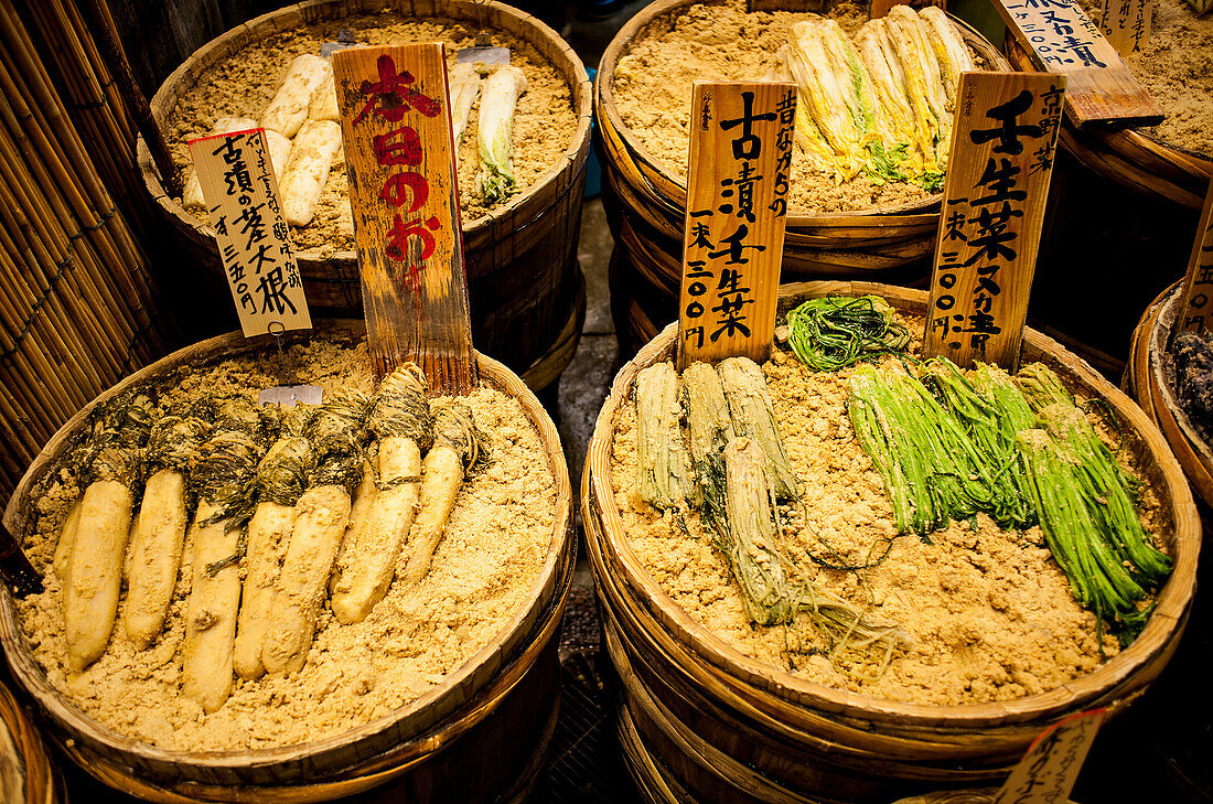 Pickles shop at Nishiki Food Market, Kyoto, Japan