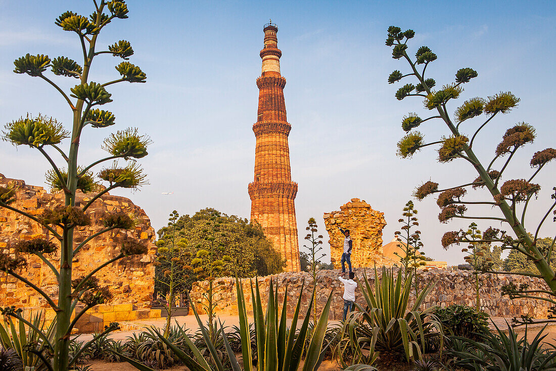 Visitors, in Qutub Minar complex, Delhi, India