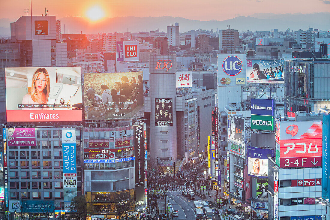 Shibuya skyline. Tokyo city, Japan