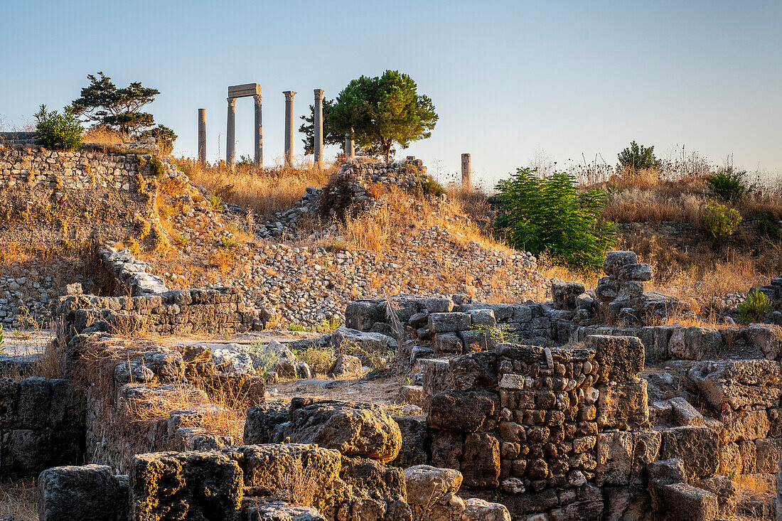 Roman colonnade on the top, general view of Archaeological site, Byblos, Lebanon