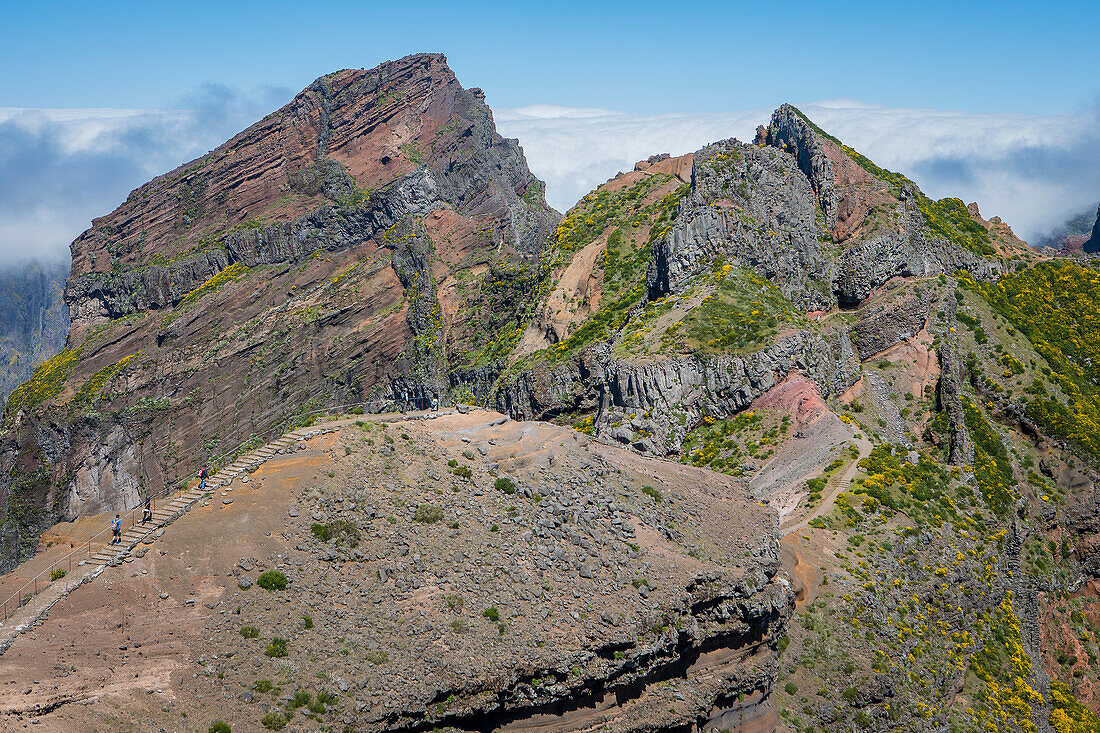 Hikers, vereda Areeiro, ,Madeira, Portugal