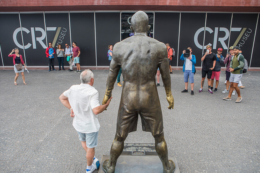Statue of Cristiano Ronaldo. CR7 museum, Funchal, Madeira, Portugal