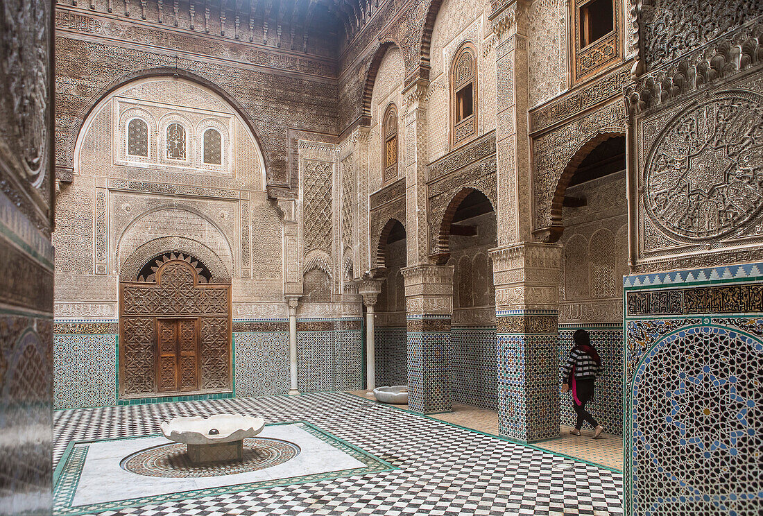 Medersa or Madrasa el-Attarine,medina, Fez el Bali, Fez, Morocco