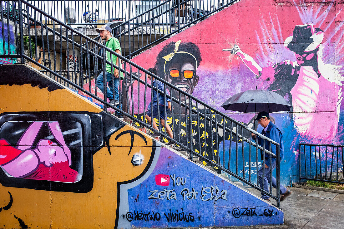 Street art, mural, graffiti, Comuna 13, Medellín, Colombia