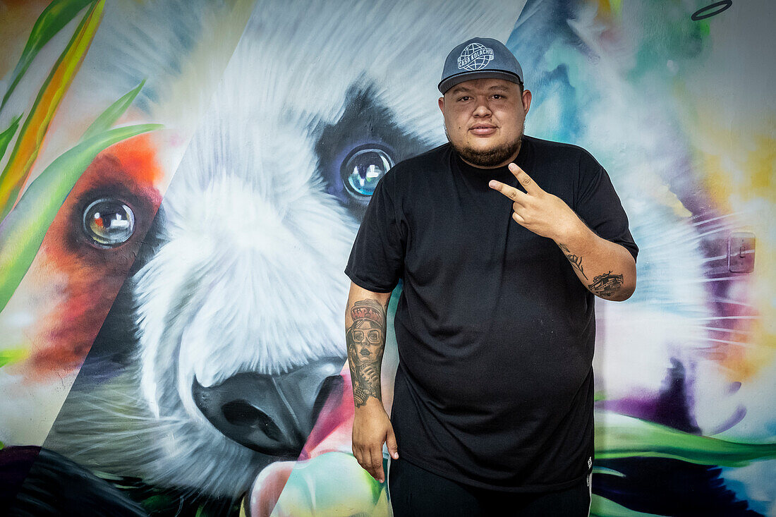 jeihhco Castaño, social leader, Hip Hopper, member of rap band C15, co-founder of `La Casa de Hip Hop Kolacho´, from Comuna 13, Medellín, Colombia