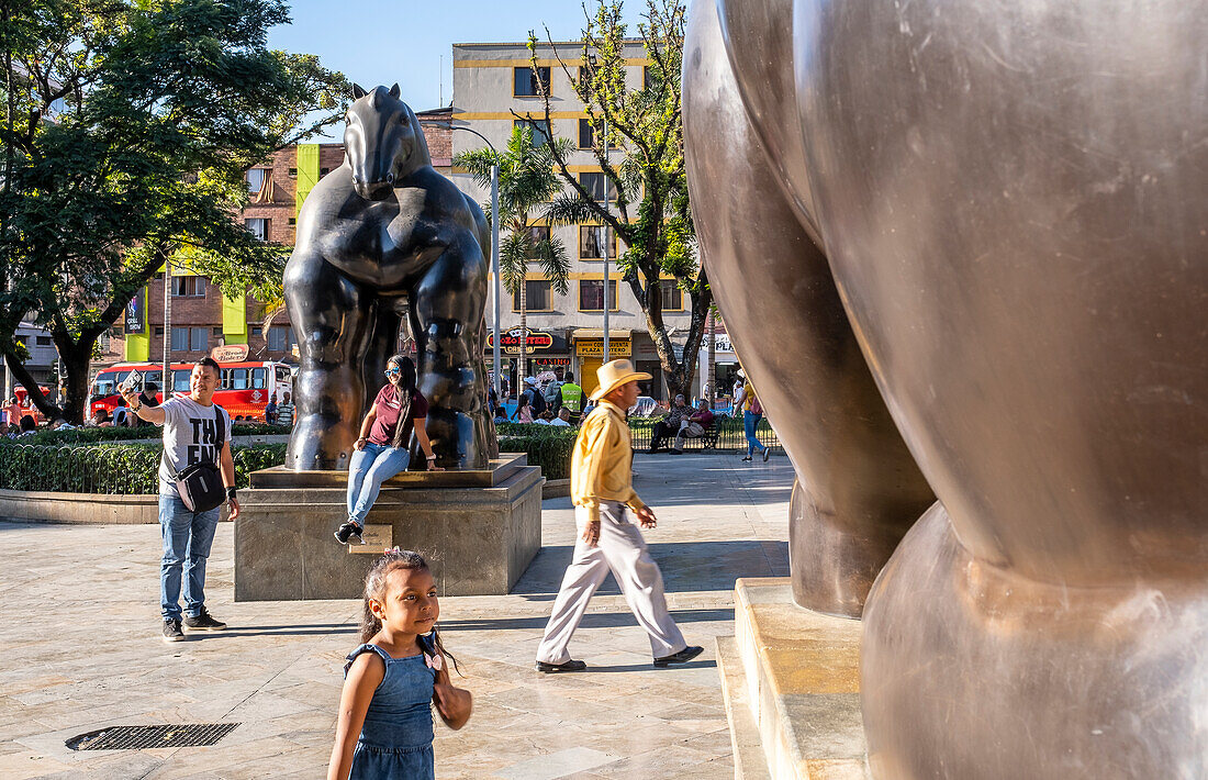 Sculptures by Fernando Botero, in Plaza Botero, Botero square, Medellín, Colombia