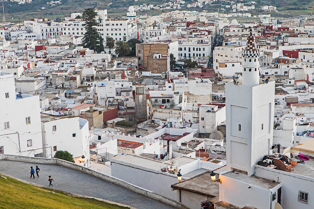 In the foreground the medina, and in background the Ville Nouvell or new city, Tetouan. Morocco