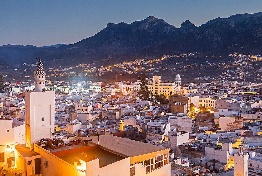 In the foreground the medina, and in background the Ville Nouvell or new city, Tetouan. Morocco