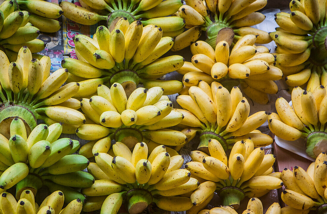 Bananen, Obststand, im schwimmenden Markt, Bangkok, Thailand