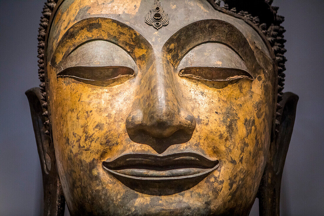 Gesicht, Kopf, Buddha, Skulptur, Statue,Nationalmuseum, Ausstellungshalle 1, Bangkok, Thailand