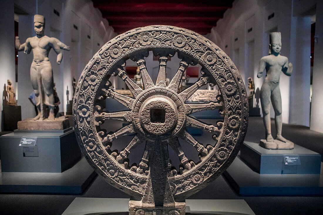 Wheel of the Law dating from the Dvaravati Period, Exhibition Hall 1, National Museum, Bangkok, Thailand