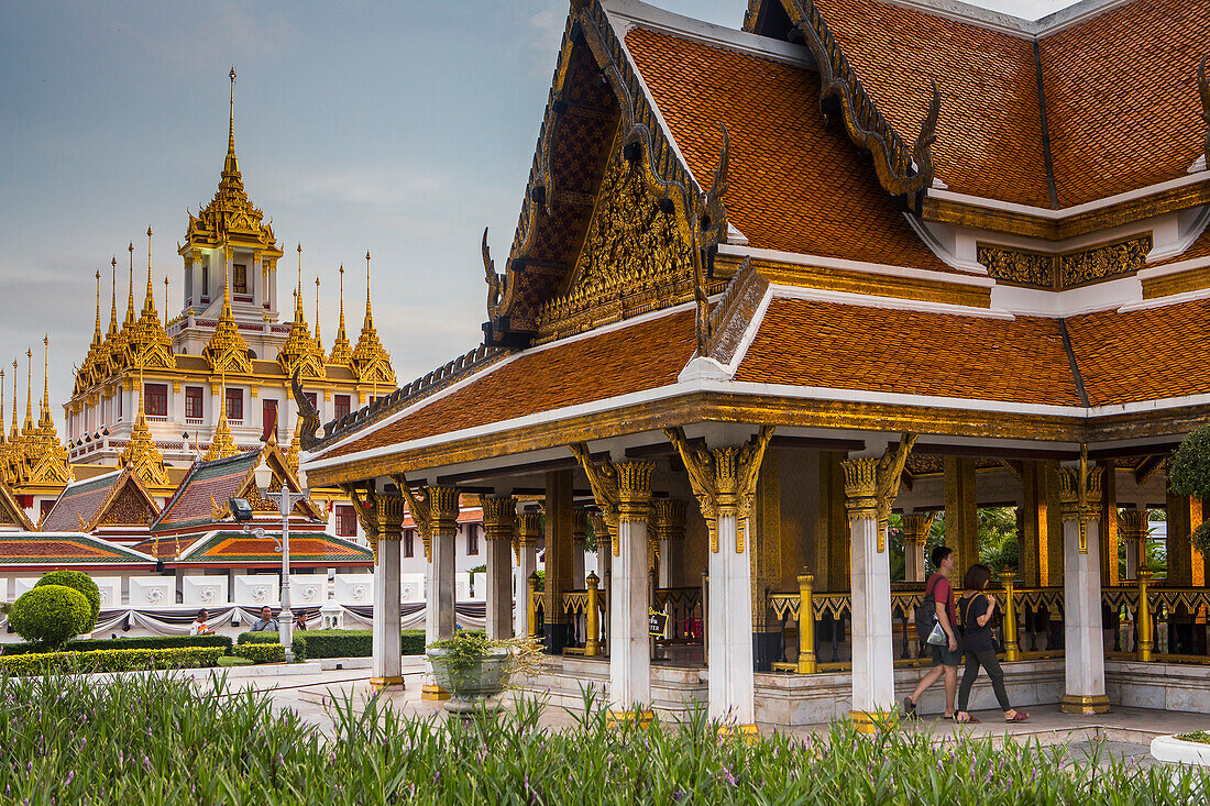 Wat Ratcha Natdaram Worawihan and Loha Prasat Metal Castle in Bangkok ,Thailand