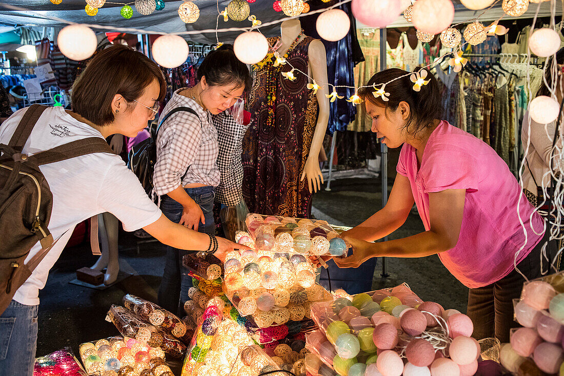 Lamp shop. Sunday evening market or walking street, Chiang Mai, Thailand