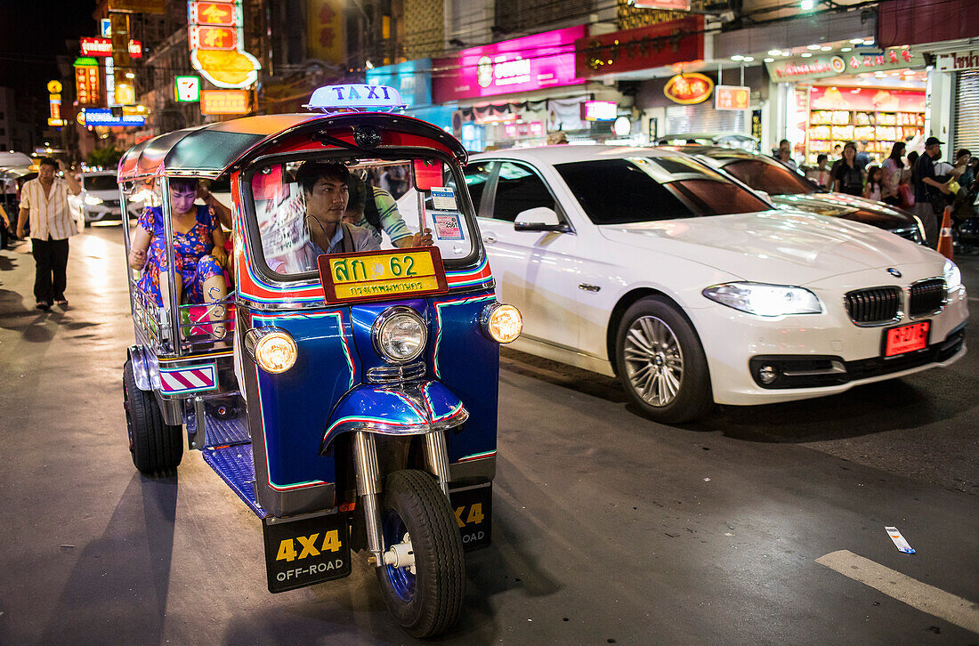 Traffic, at Yaowarat road, Chinatown, Bangkok, Thailand