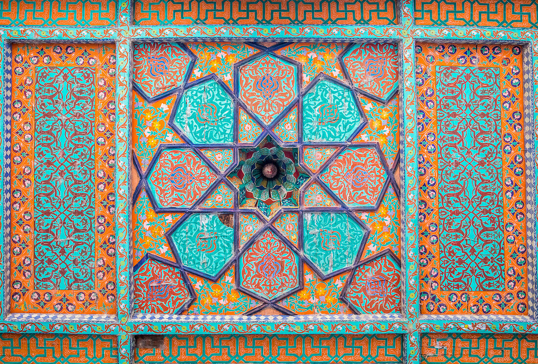 Detail der Holzdecke im Tosh-Hovli-Palast, Chiwa, Usbekistan