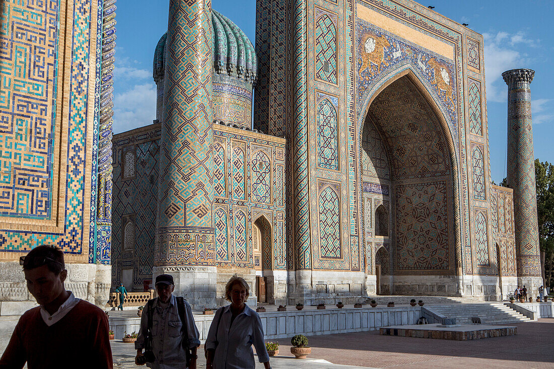 Courtyard of Sher Dor Medressa, Registan, Samarkand, Uzbekistan