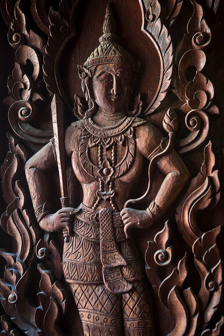 Bas relief, in Wat Phra Singh temple, Chiang Mai, Thailand