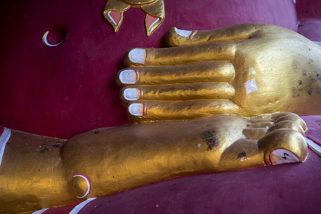 Detail of buddha statue, in Wat Chedi Luang temple, Chiang Mai, Thailand