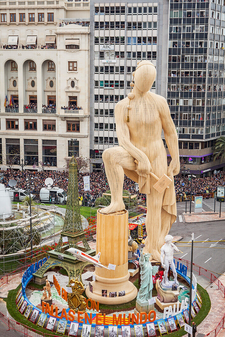 Falla of Plaza del Ayuntamiento ,Fallas festival,Valencia,Spain