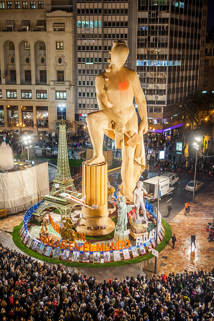 Falla of Plaza del Ayuntamiento ,Fallas festival,Valencia,Spain