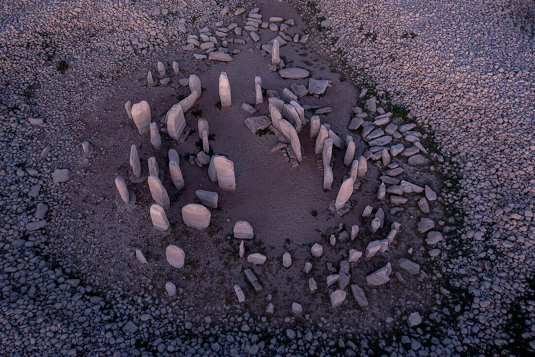 Dolmen of Guadalperal. The monument is within the Valdecañas reservoir in the Tajo River, Caceres, Spain