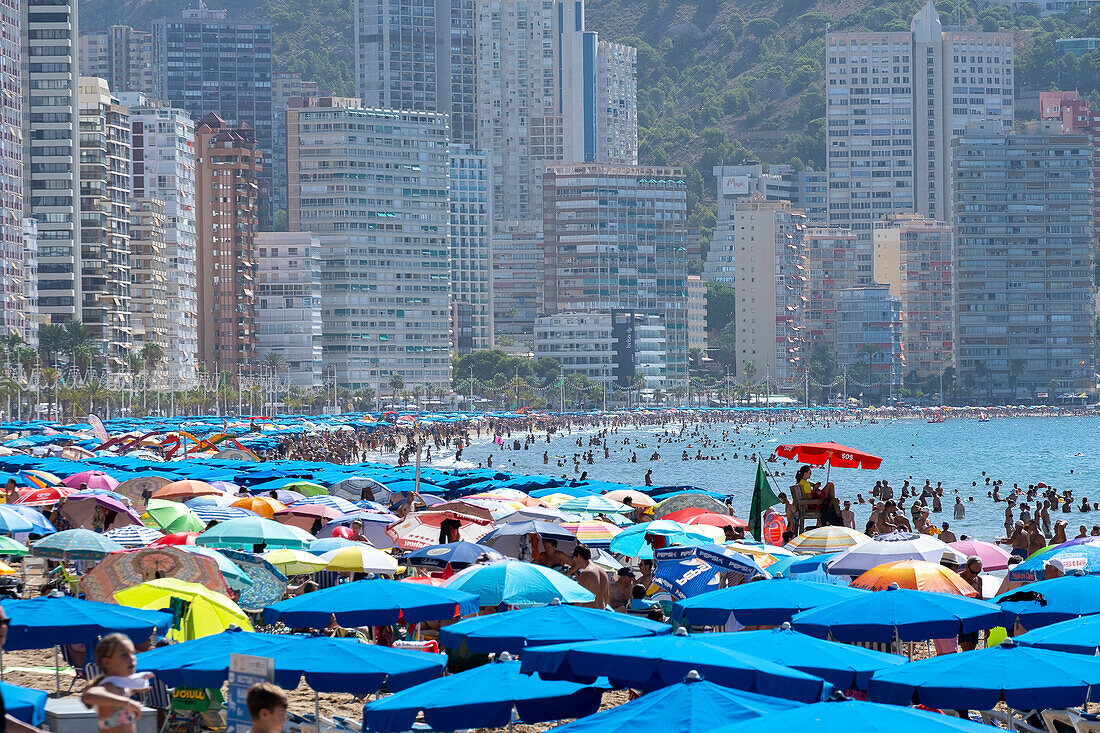 Levante-Strand, in Benidorm, Spanien