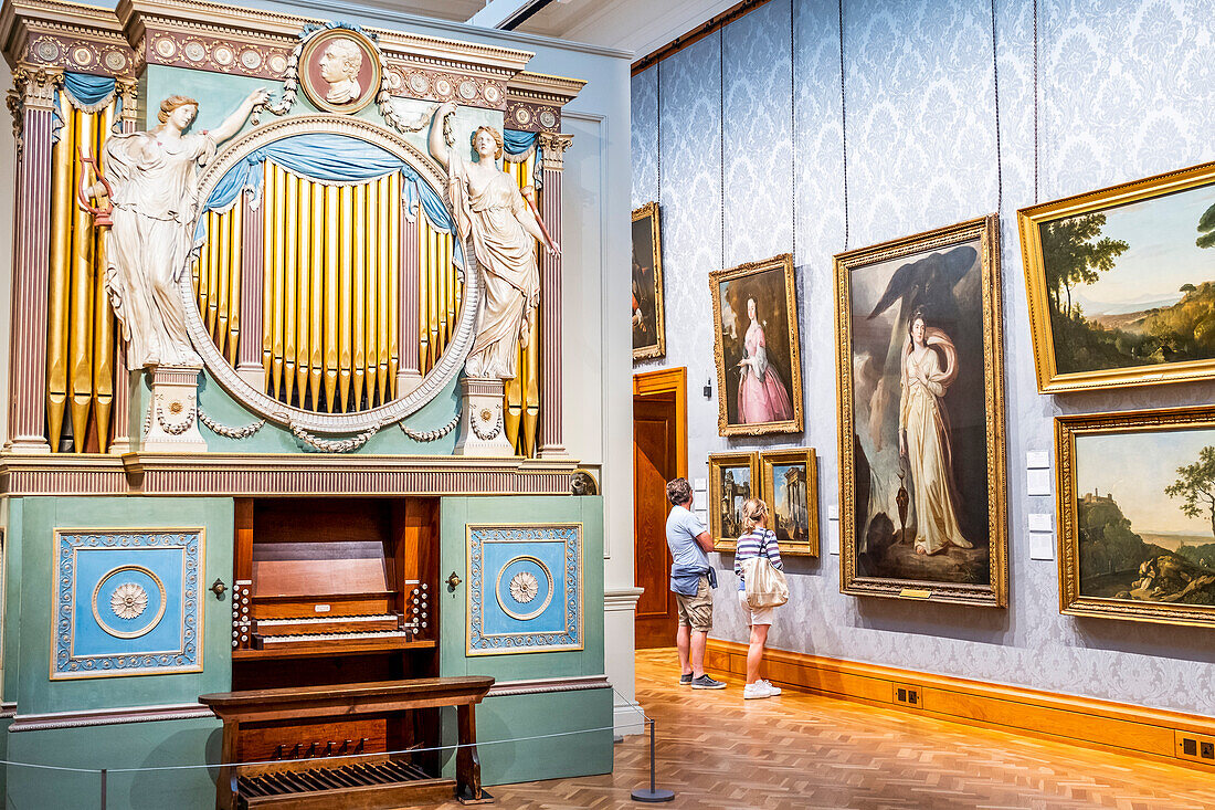 Ausstellung alter Meister in einer Galerie im National Museum, Cardiff, Wales