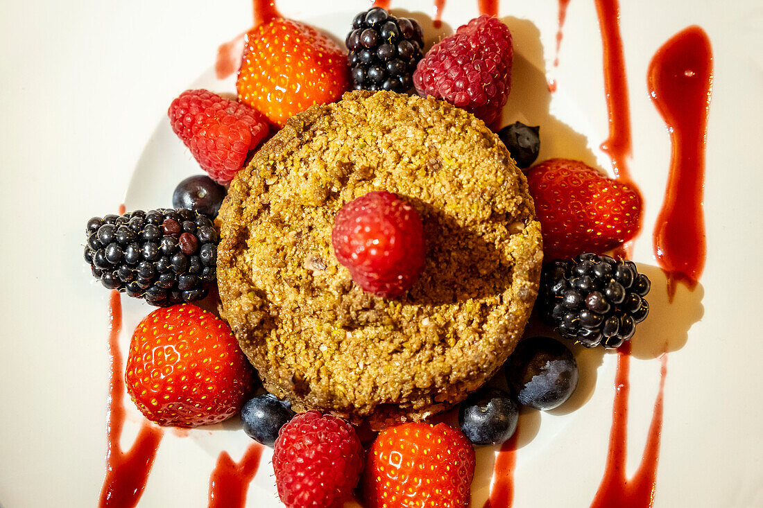 Roh-veganer Schokoladen-Käsekuchen im Tyn Y Cornel Hotel, Tywyn, Gwynedd