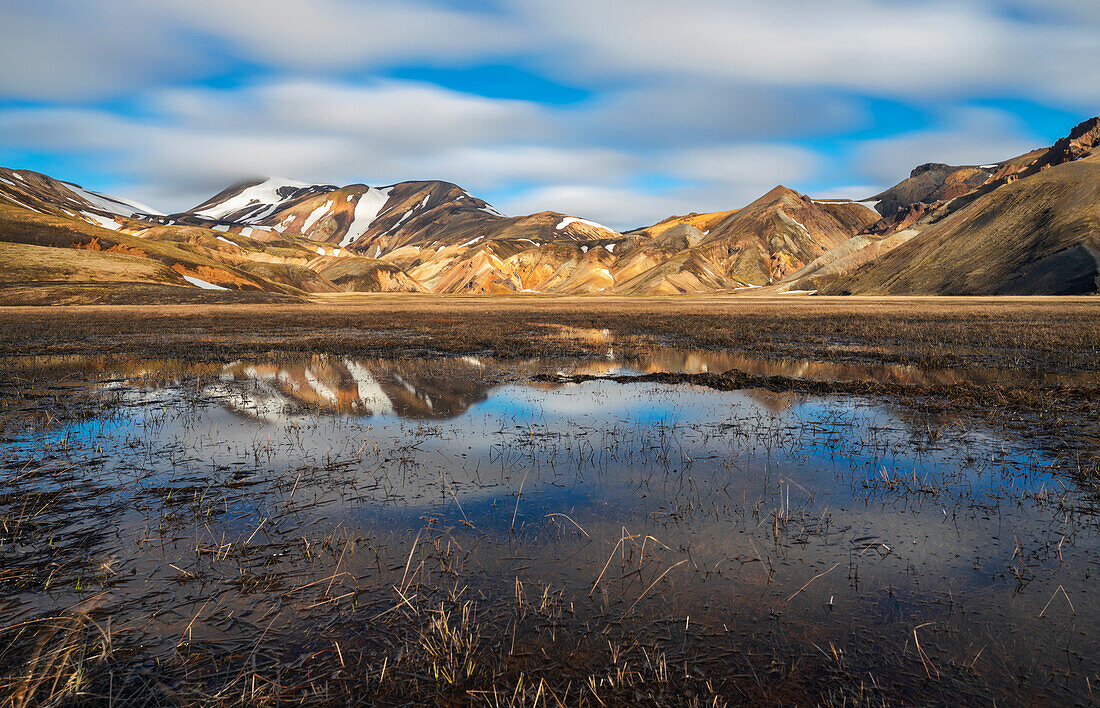 Farbenfrohe Berge von Landmannalaugar im Sommer, Landmannalaugar, Hochland, Island, Nordeuropa
