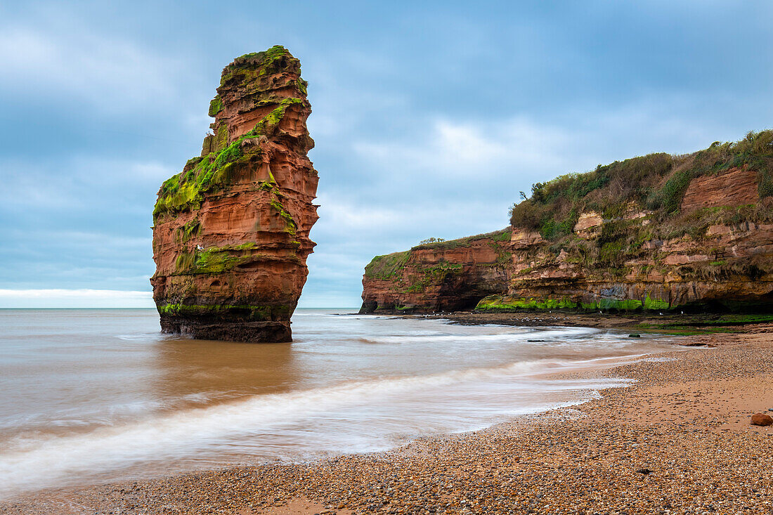 The red rock on the coast of Sidmouth. Jurassic coast, Devon, England, United Kingdom;