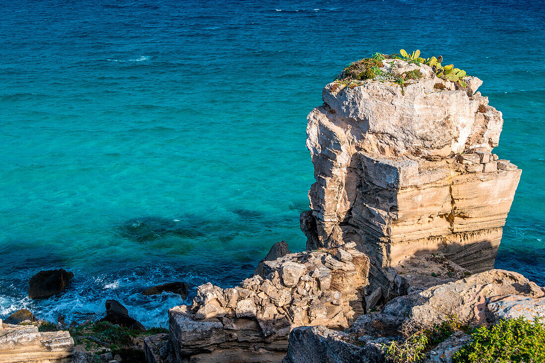 Cala Rossa, Favignana island, Aegadian Islands,(Isole Egadi) province of Trapani, Sicily, Italy,Europe