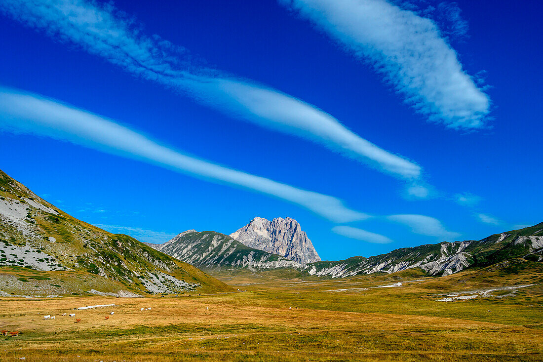 Das große Horn des Gran Sasso, Campo Imperatore, Bezirk L'Aquila, Abruzzen, Italien