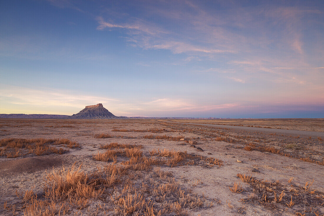 USA, Utah: desolated Factory Butte at sunset