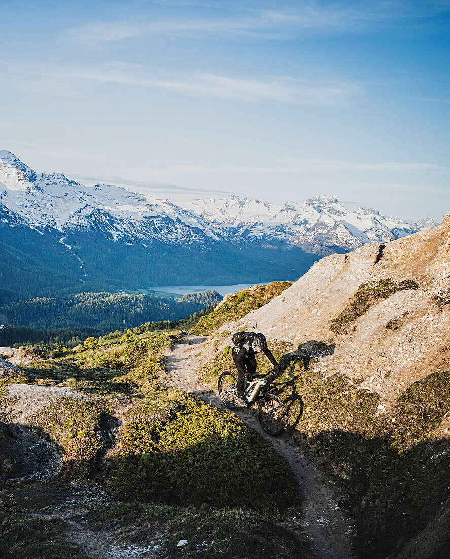 Mountainbiking at Engadin Valley, St. Mortiz, Switzerland