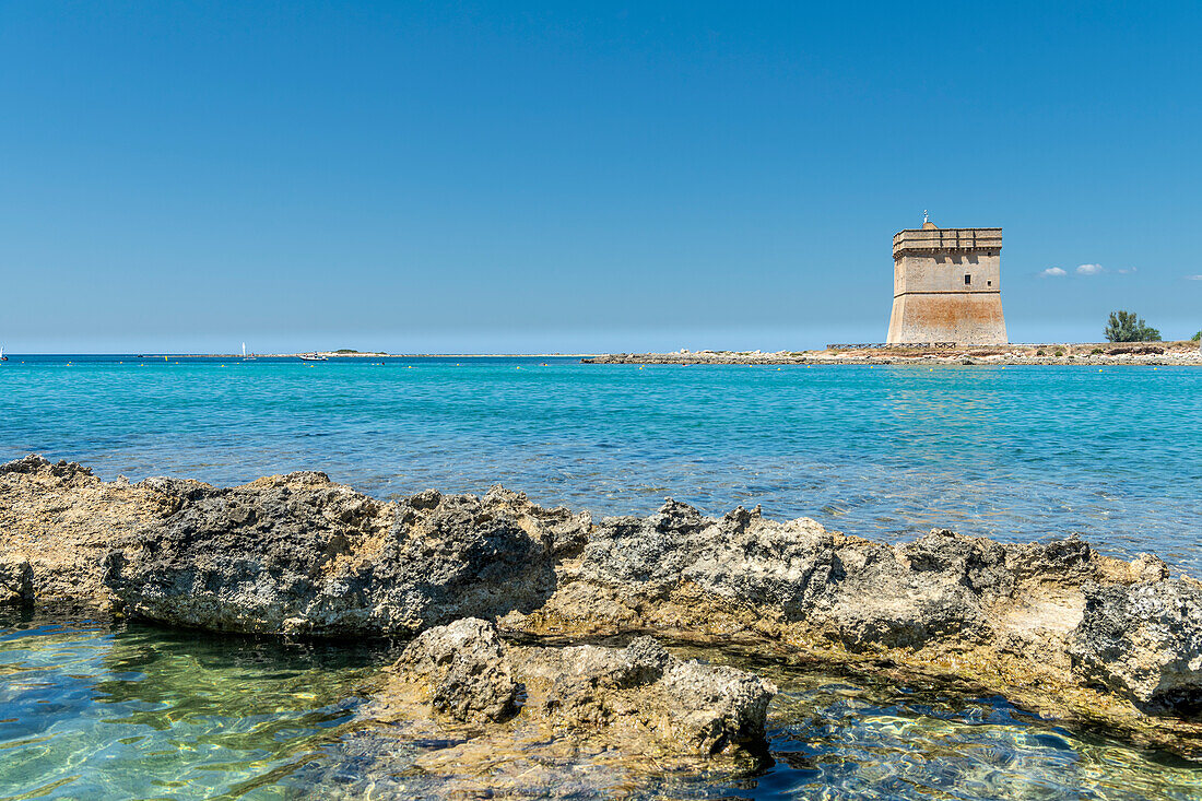 Torre Lapillo, Porto Cesareo, Provinz Lecce, Salento, Apulien, Italien. Der Torre Chianca