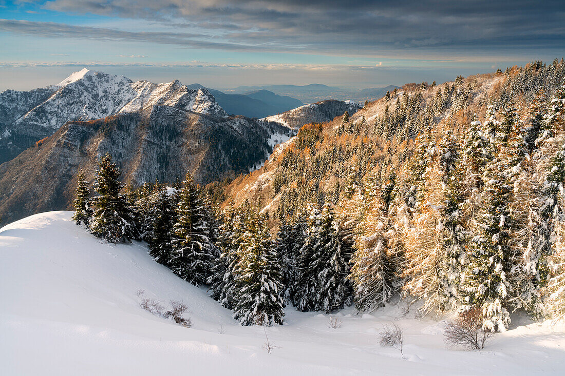 Sunrise in Brescia prealpi, Brescia province, Lombardy district, Italy.