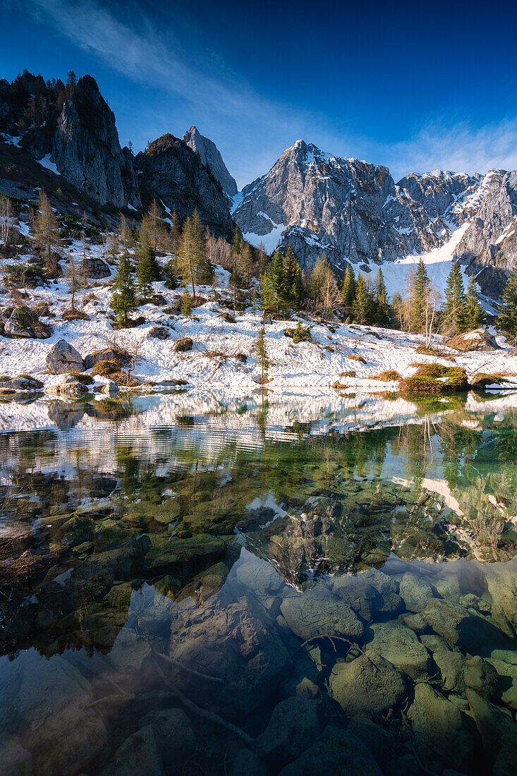 Alpine lake in Schilpario, Orobie alps in Bergamo province, Lombardy, Italy.