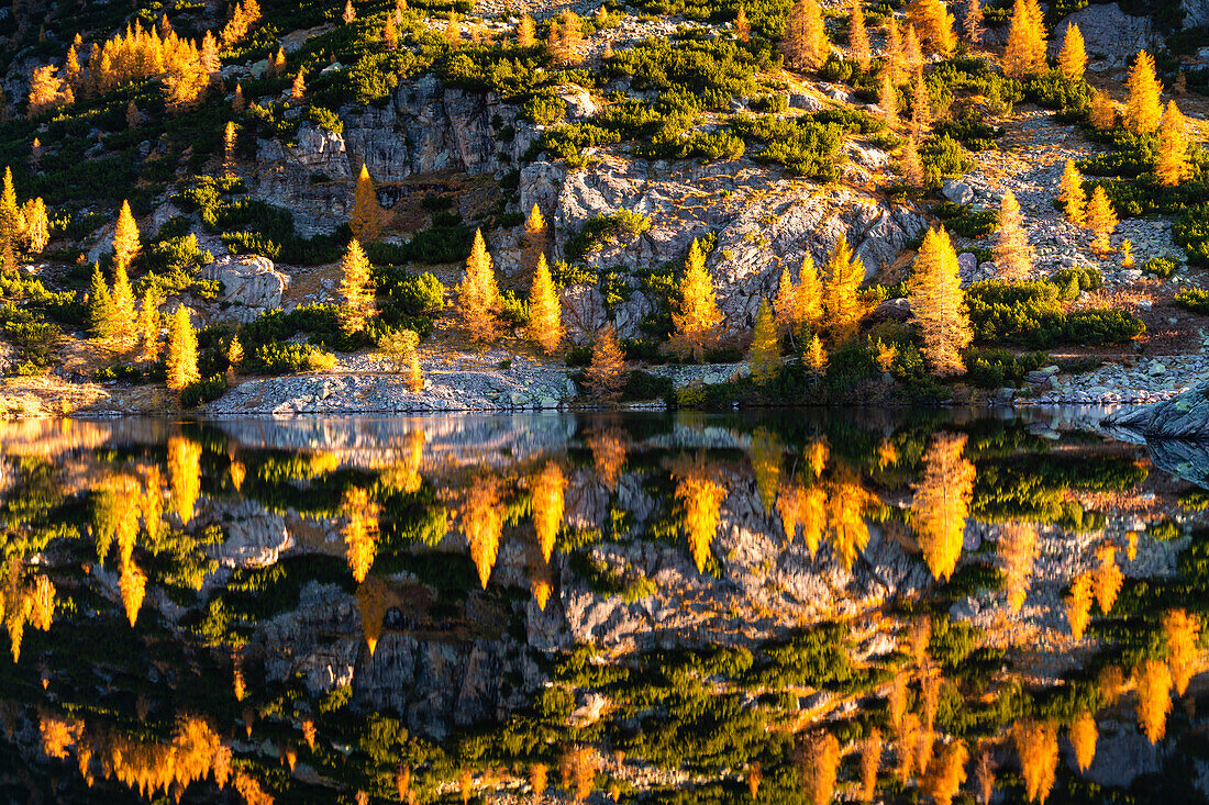 Herbstzeit in den Orobie-Alpen, Provinz Bergamo in der Lombardei, Italien.