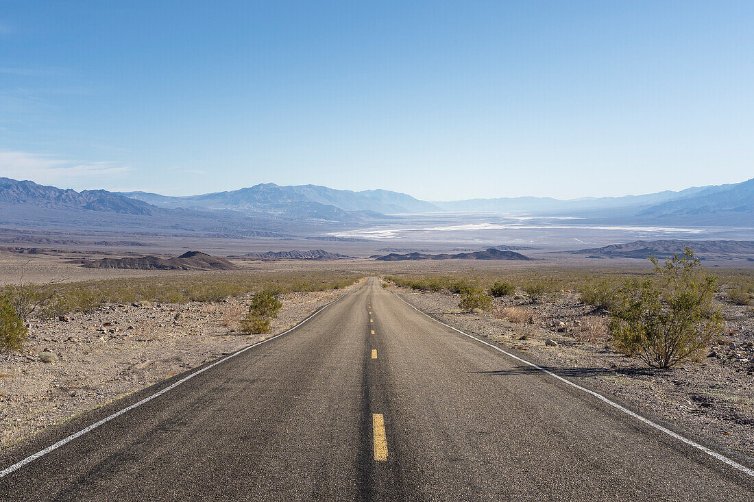 On The Road drive through Death Valley National Park, California, USA