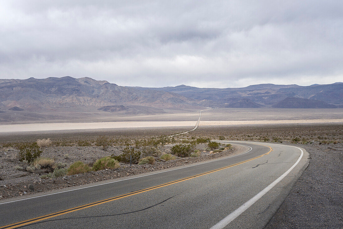 On The Road drive through Death Valley National Park, California, USA