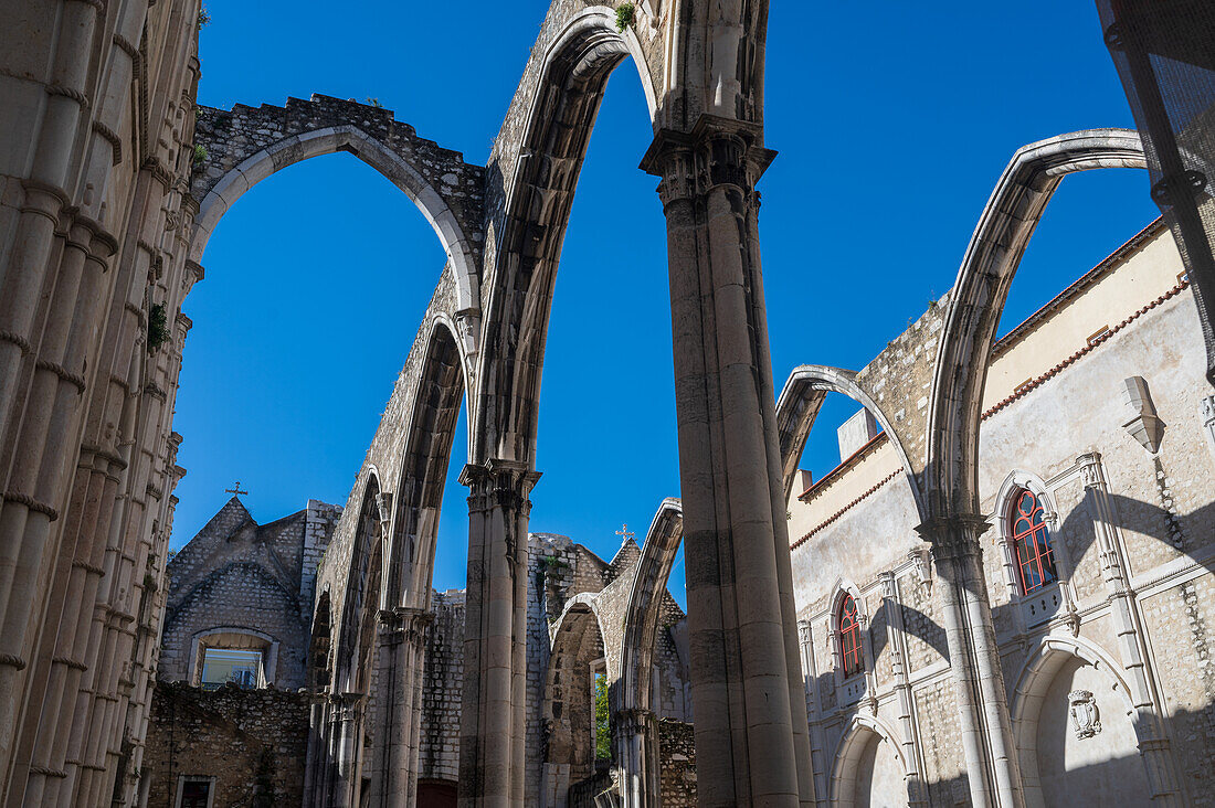 Carmo Convent (Convento da Ordem do Carmo), a former Catholic convent ruined during the 1755 and home of the The Carmo Archaeological Museum (MAC), Lisbon, Portugal