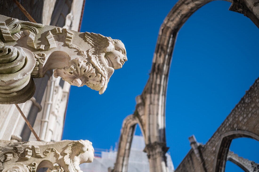 Carmo Convent (Convento da Ordem do Carmo), a former Catholic convent ruined during the 1755 and home of the The Carmo Archaeological Museum (MAC), Lisbon, Portugal