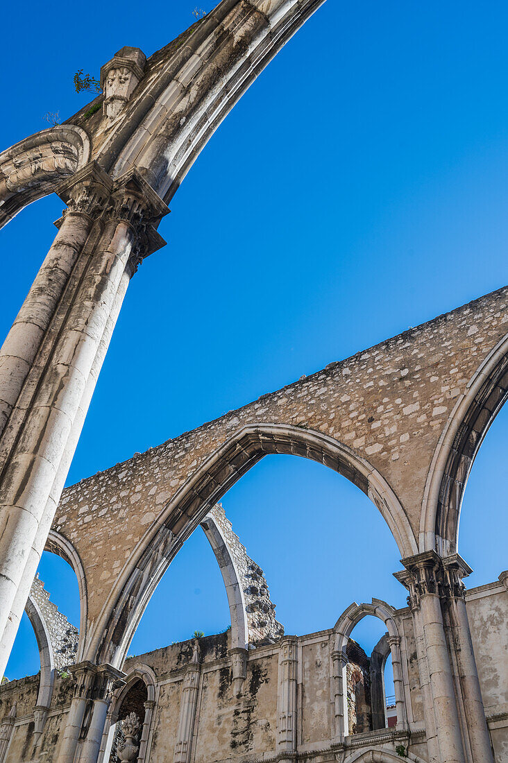 Carmo Convent (Convento da Ordem do Carmo), a former Catholic convent ruined during the 1755 and home of the The Carmo Archaeological Museum (MAC), Lisbon, Portugal